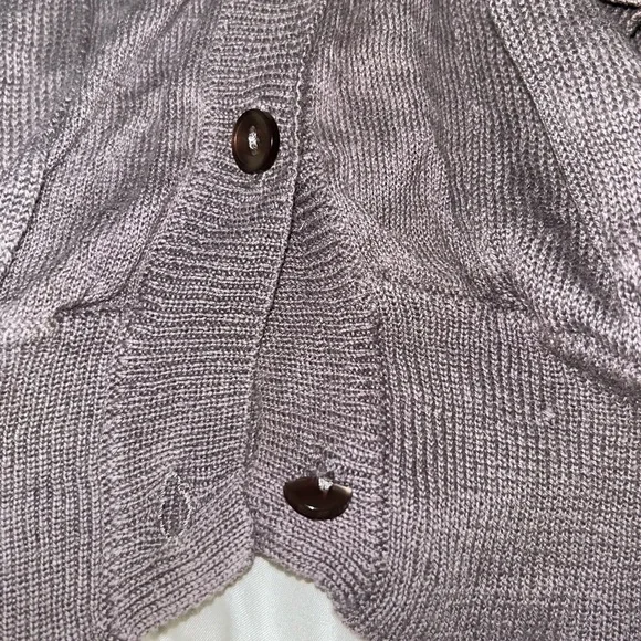 Maje Cardigan Cotton Linen Blend Women's S Small Sweater Gray Grey Deep V Neck